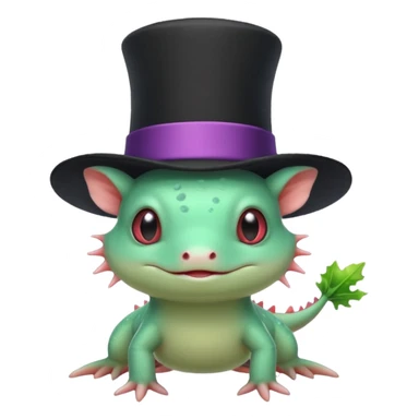 green axolotl with magician hat sticker