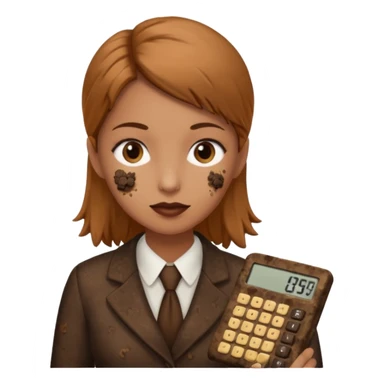 female accountant with calculator covered in animal poo sticker