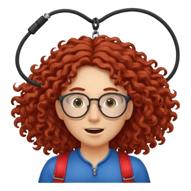 bungee jumping face only with hair flying red long curly hair and glassess sticker