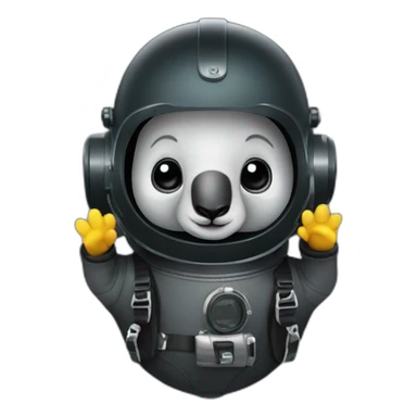 happy koala in black commercial diving suit sticker