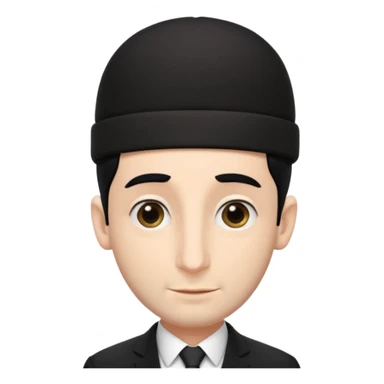 jewish man with a black kippah, black hair, very large nose, wearing a black suit with a white shirt, and has peyot hairstyle sticker