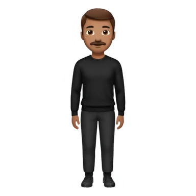man with mustache, brown hair, 33years old, shirt, high temple Black pullover with a white shirt underneath and black fabric trousers 👕🖤👖 sticker