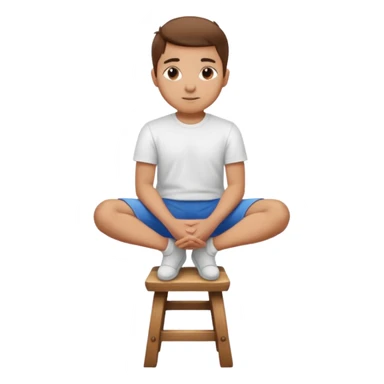 a person sitting on a stool with straight back turn in straight body putting their hands on legs. sticker