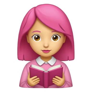 chica rosa pensando con libro ideas sticker