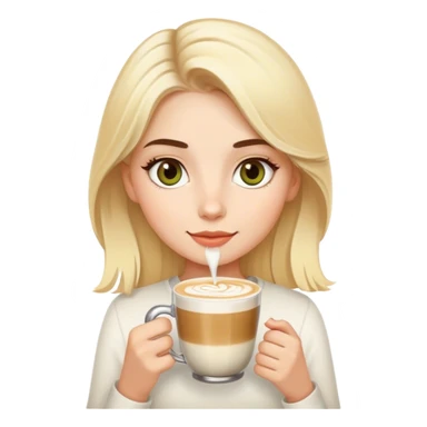 A blondie girl with olive eyes enjoying her latte sticker