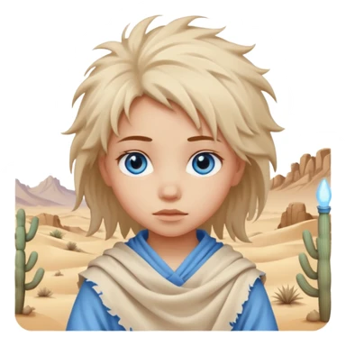 blue eyed desert girl child with creme cloth sticker