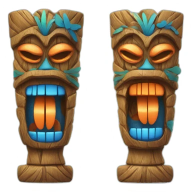 Tiki with colors blue and orange-butterfly-tornado-fun-love sticker