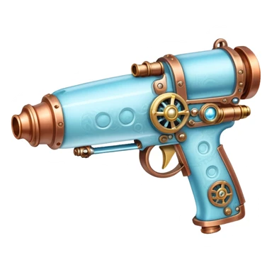 steampunk freeze raygun with brass and copper details and icy blue highlights sticker