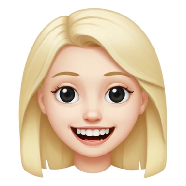 Smiling white girl with black eye and missing tooth sticker