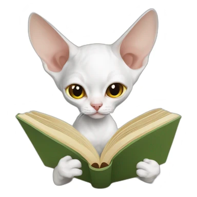 Slim white devon rex reading book sticker