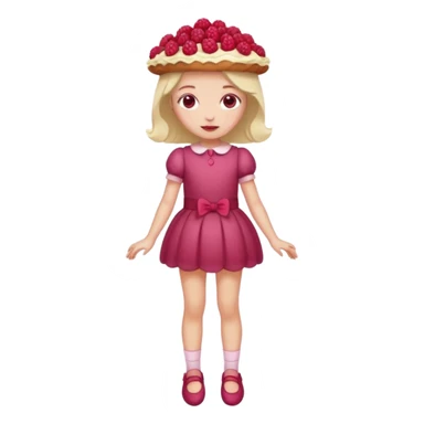 Raspberry torte human full body and legs girl with a raspberry barrette on her head sticker