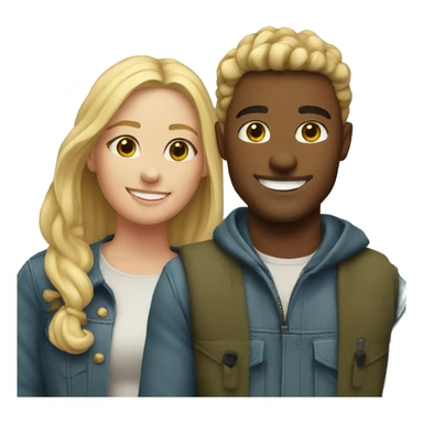 Blonde girl with her boyfriend outdoors smiling sticker