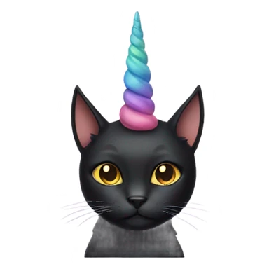 Black cat with a unicorn horn sticker
