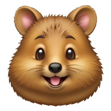 Cinematic Comical Quokka Portrait Emoji, Head tilted dramatically with an exaggeratedly amused expression, featuring a quirky, fluffy brown fur with a wide, playful grin and expressive eyes filled with humorous disbelief, Simplified yet hilariously expressive features, highly detailed, glowing with a slightly sassy glow, high shine, dramatic yet playful, stylized with an air of cheeky marsupial mischief, bright and endearing, soft glowing outline, capturing the essence of a spirited and over‐the‐top quokka, so meme‐worthy it feels like it could beam its way into internet fame instantly! sticker