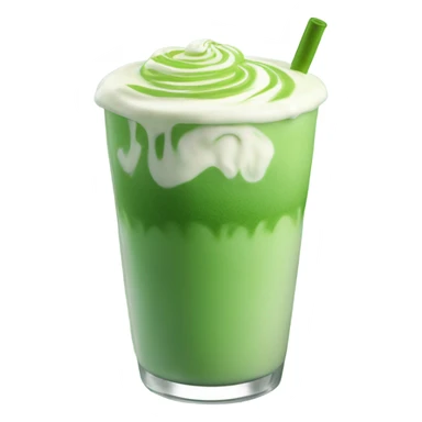 Beautiful vibrant green iced matcha latte with the green matcha on top and the milk at the bottom, the matcha swirls down  sticker