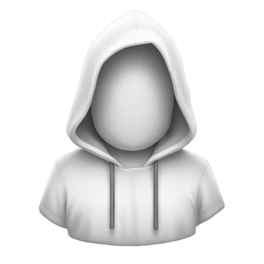 White hooded emoji with a K on the chest sticker