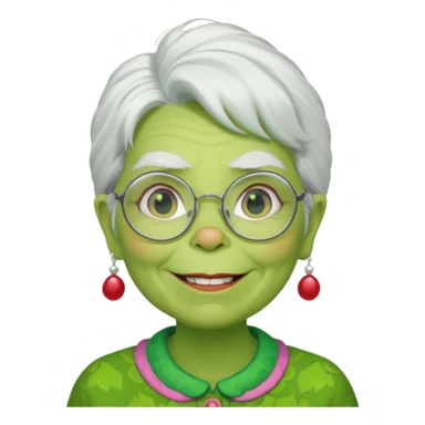 Grinch grand mother with white hair and with glasses sticker
