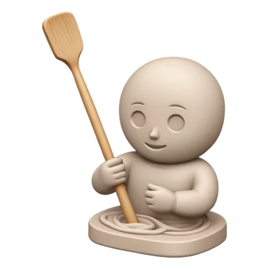 Sculpting icon, clay being molded into a figure, sculpting tools like a spatula and modeling stick, soft curves, minimalistic style, clean lines, transparent background. sticker