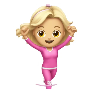 white gym girl in pink outfit with a skipping rope over her head sticker