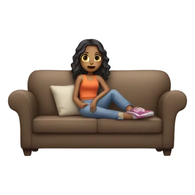 a girl who rest with her car on a sofa sticker