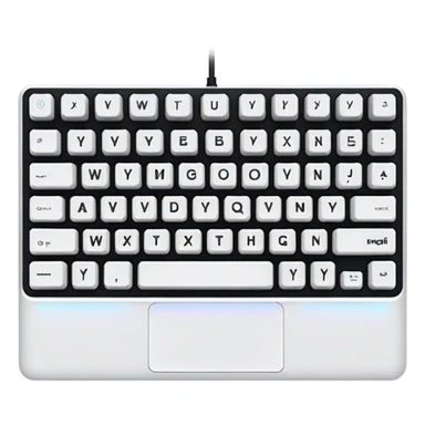 compact mechanical gaming keyboard with RGB lights, striking, apple emoji style sticker