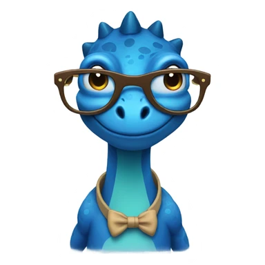 blue dinosaur with glasses sticker