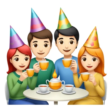 people having a tea party, cheerful sticker
