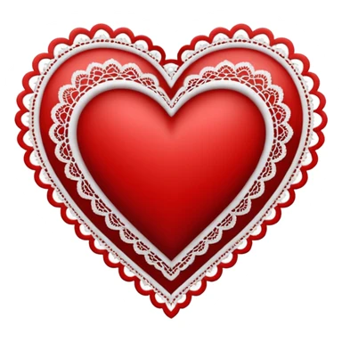 black heart with red center amd white lace sticker