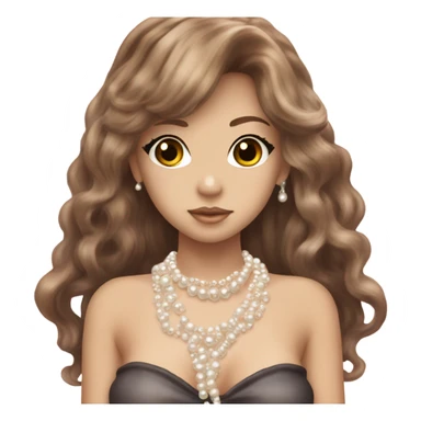 mermaid hime gyaru girl, brown hair, pearl necklace  sticker