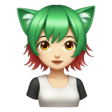 Neko girl with green hair and red eyes sticker