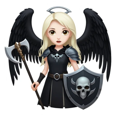 Necromancer girl with wings, a scythe and shield sticker