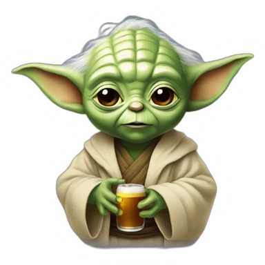 Bebe Yoda bois une bière  sticker