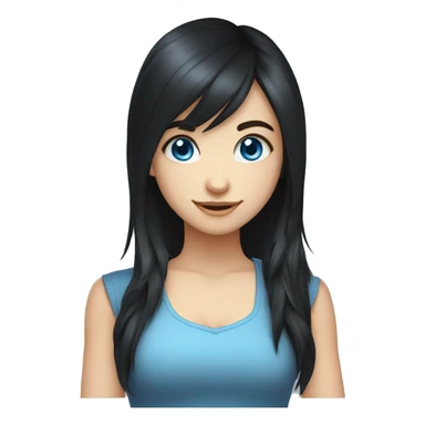 dark haired gamer girl blue eyes happy face sticker