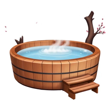 Hot tub with steam and cherry blossoms sticker