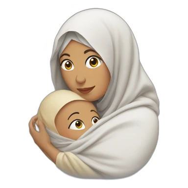 A Muslim mother holding her baby in a shroud sticker