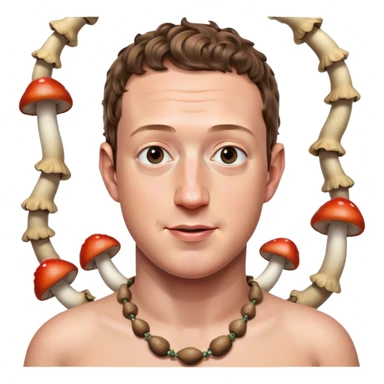 Mark Zuckerberg wearing a necklace made of mushrooms sticker