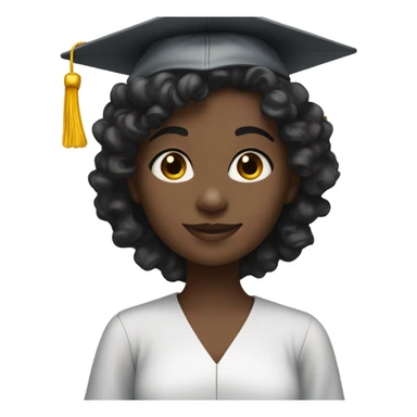 girl with dark skin long black curly hair and dark brown eyes with graduation cap and attire sticker