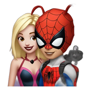 spiderman with harley quinn sticker