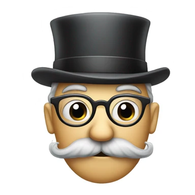 emoji face with top hat and grey bushy mustache and old spectacles sticker