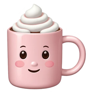 Light Pink mug of hot chocolate with marshmallows sticker