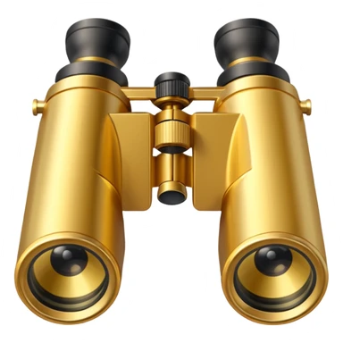 gold binoculars with large lenses simple eye holes and straight shaft and transparent background sticker