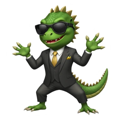 capitalist iguana banker godfather with black sunglasses breakdance no problem sticker