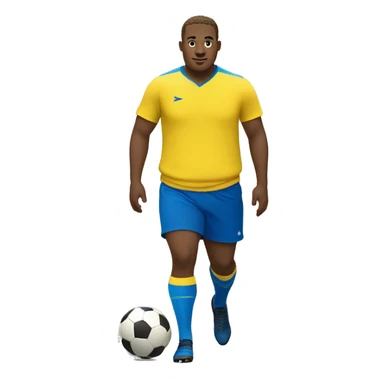 White Fat soccer player in yellow shirt and blue shorts and blue socks sticker