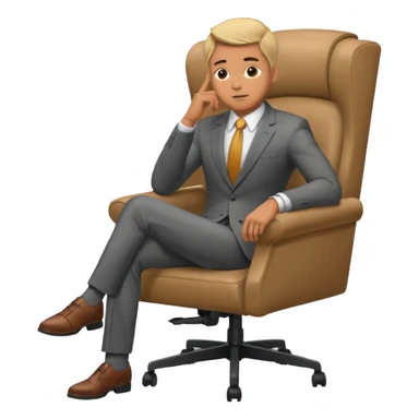 guy imitating thinker statue pose but with clothes and sitting in a office chair sticker