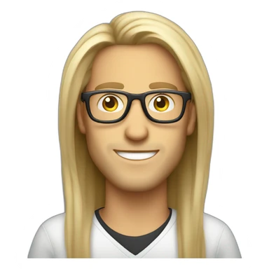 Cool white guy with rimless glasses and long hair successful management consultant sticker