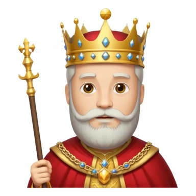 Bearded King, Wise king with short white beard, royal staff in hand, wearing crown
 sticker