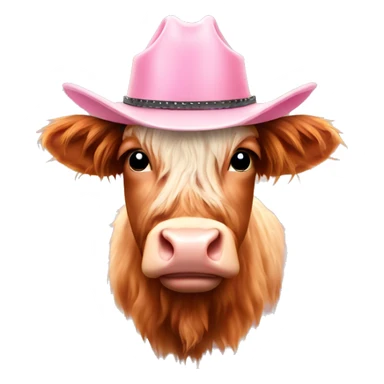 Light Pink cowboy hat on highland cow sticker