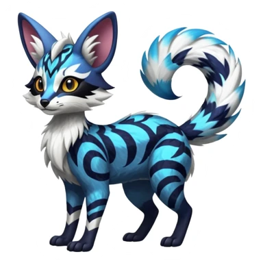 Futuristic furry fluffy floofy feathery tribal marked Genet-Absol-Kyurem-Zeraora-Primagen-fusion-creature  sticker