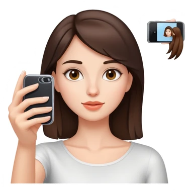 A brunette girl takes a selfie sticker