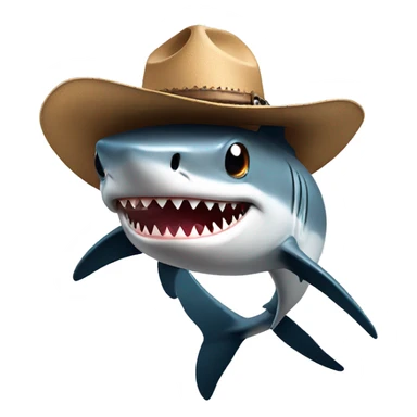 Shark with a cowboy hat sticker